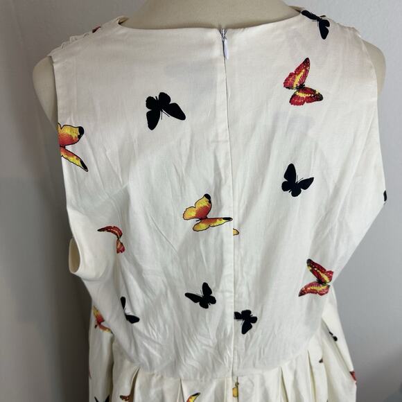 Bella Poque Dress 2XL Butterfly Floral Pockets A-line Cottagecore Rockabilly VTG - Picture 12 of 14